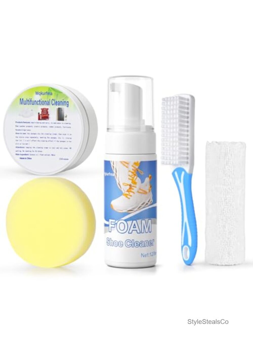 Portable Shoe Cleaning Kit Travel Sneaker Care 5-in-1 Foam & Cream Set